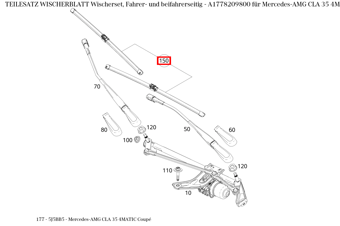 Teilesatz Wischerblatt Wischerset, Fahrer- und beifahrerseitig Mercedes-AMG CLA 35 4MATIC Coupé 177 Teilesatz Wischerblatt Wischerset, Fahrer- und beifahrerseitig Mercedes-AMG CLA 35 4MATIC Coupé 177