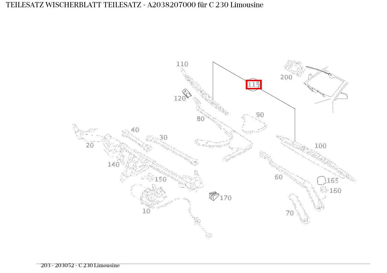 Teilesatz Wischerblatt TEILESATZ C 230 Limousine 203 Teilesatz Wischerblatt TEILESATZ C 230 Limousine 203