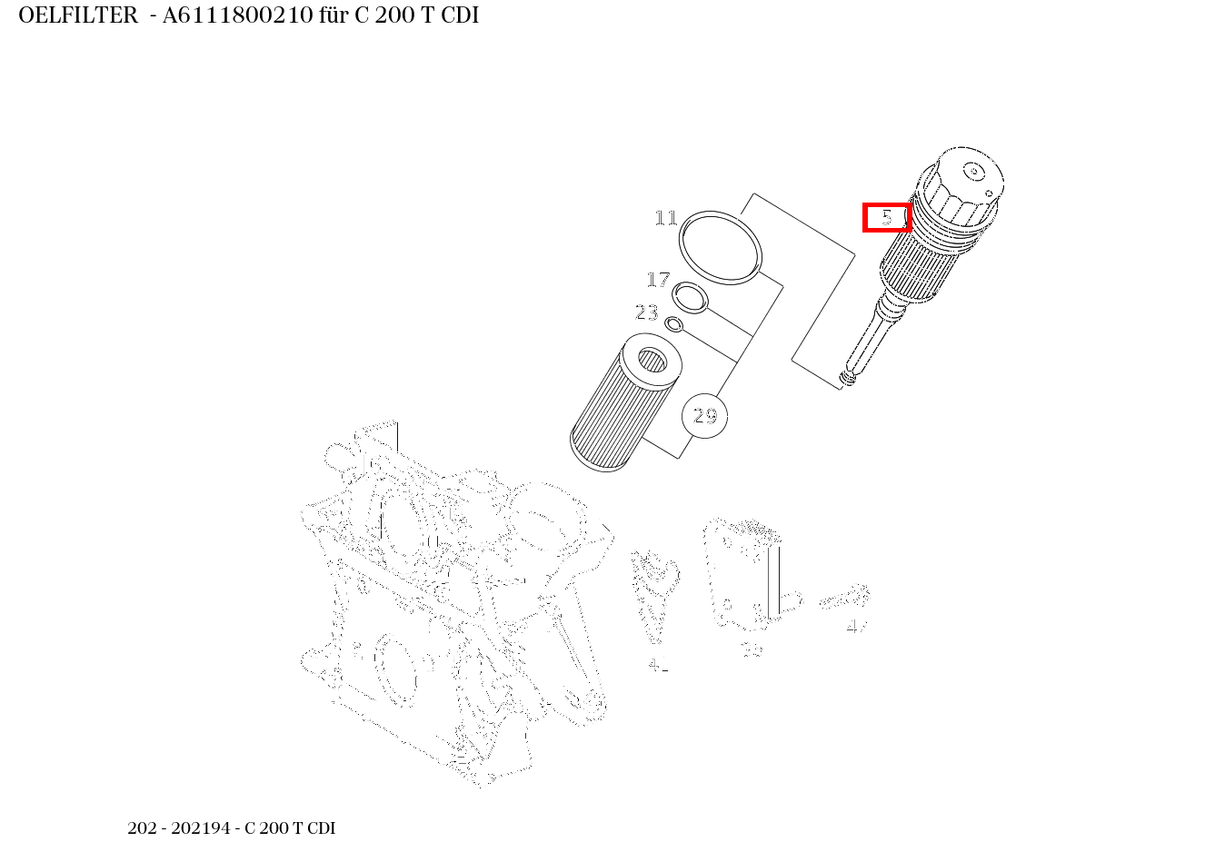 Ölfilter C 200 T CDI 202 Ölfilter C 200 T CDI 202