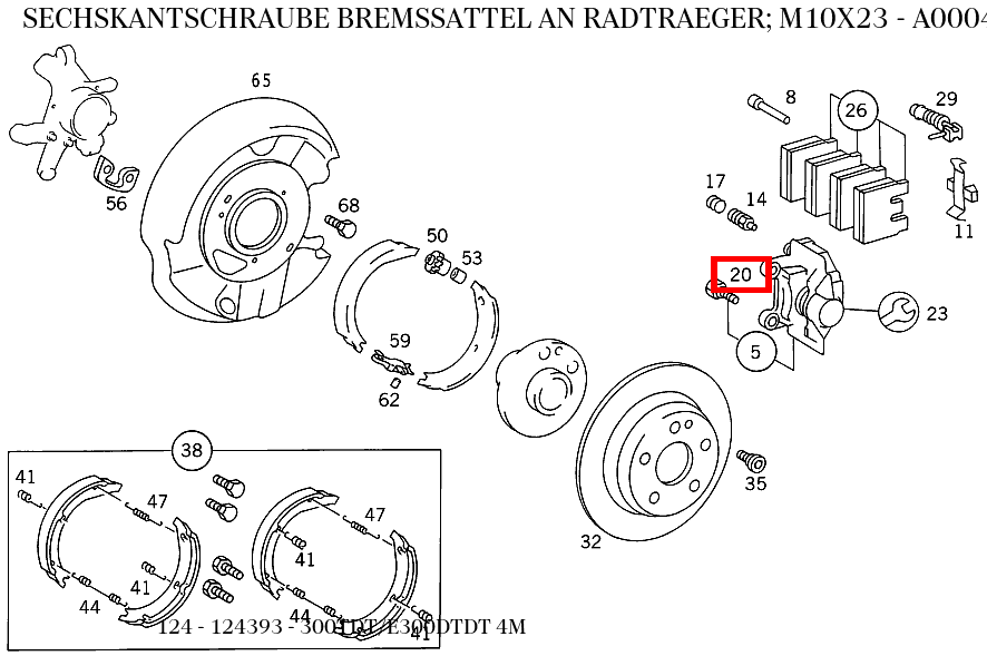 Sechskantschraube BREMSSATTEL AN RADTRAEGER; M10X23 300TDT/E300DTDT 4M 124
