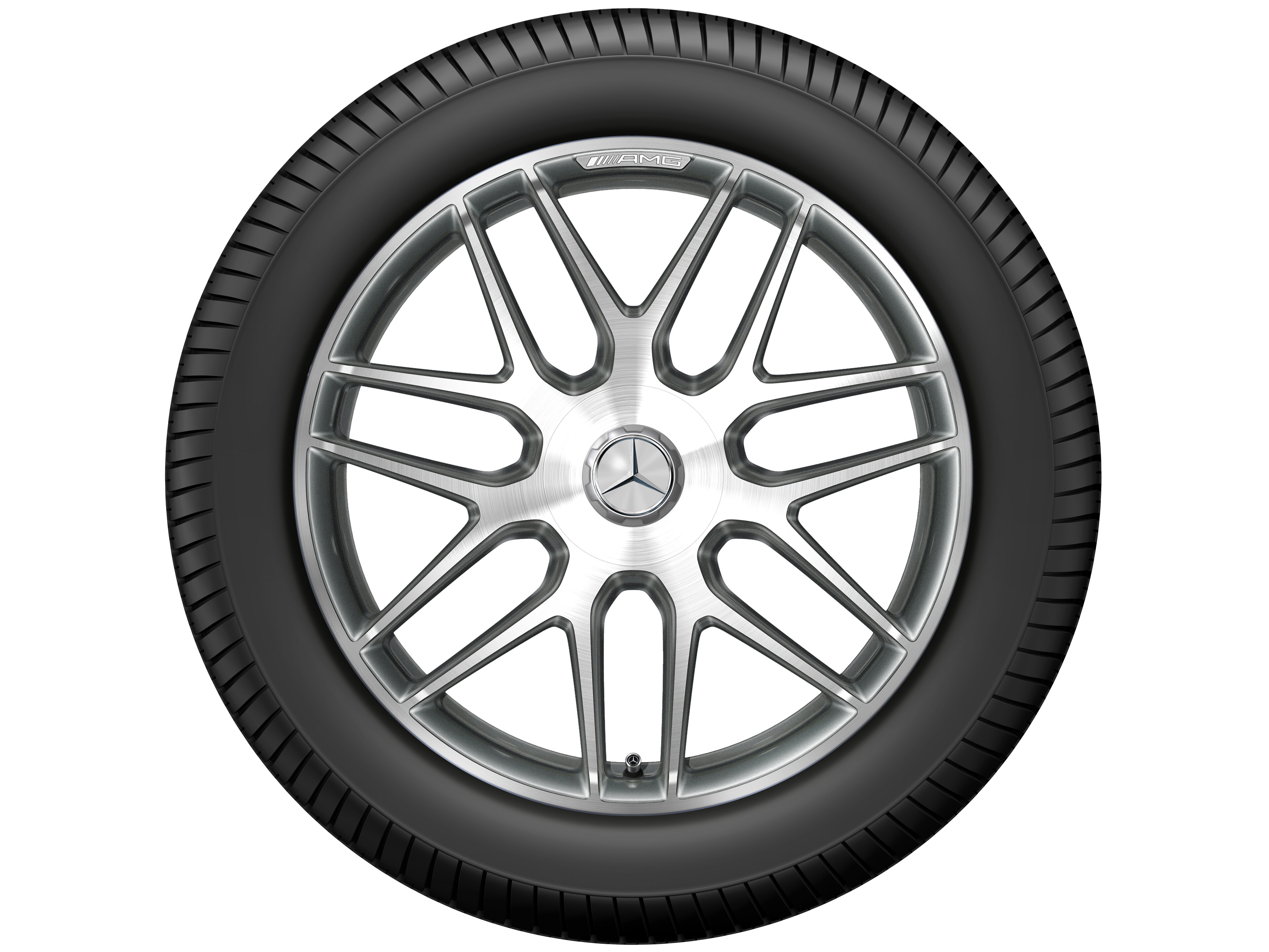 Mercedes-Benz -  AMG Schmiederad im Kreuzspeichen-Design, 50,8 cm (20 Zoll), glanzgedreht 9,5 J x 20 ET 25, titangrau