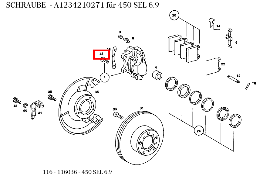 Schraube 450 SEL 6.9 116