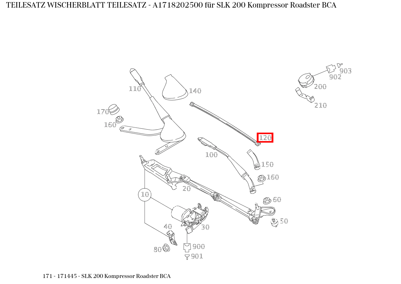 Teilesatz Wischerblatt TEILESATZ SLK 200 Kompressor Roadster BCA 171