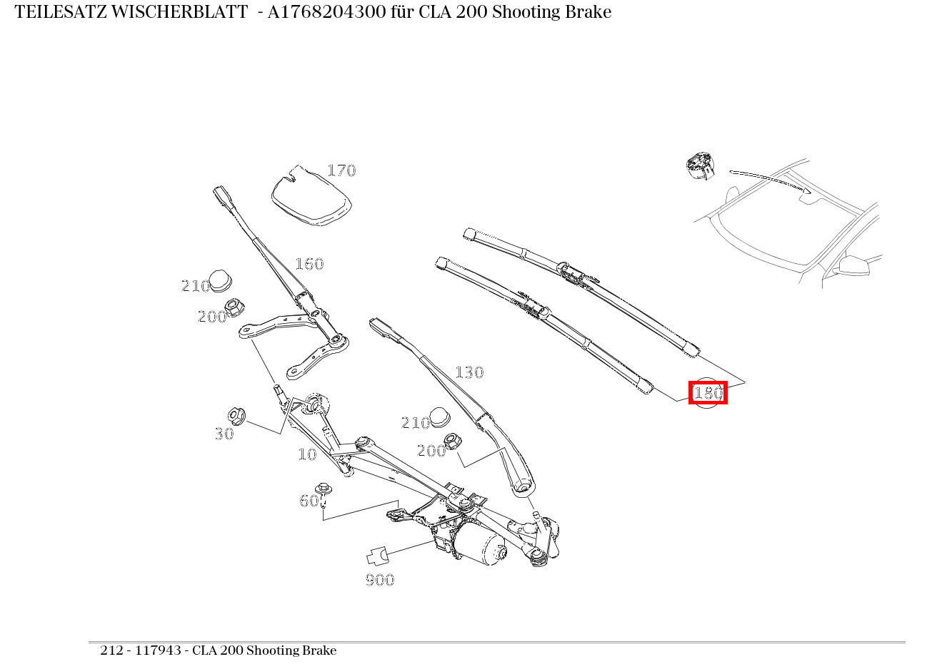 Teilesatz Wischerblatt CLA 200 Shooting Brake 212