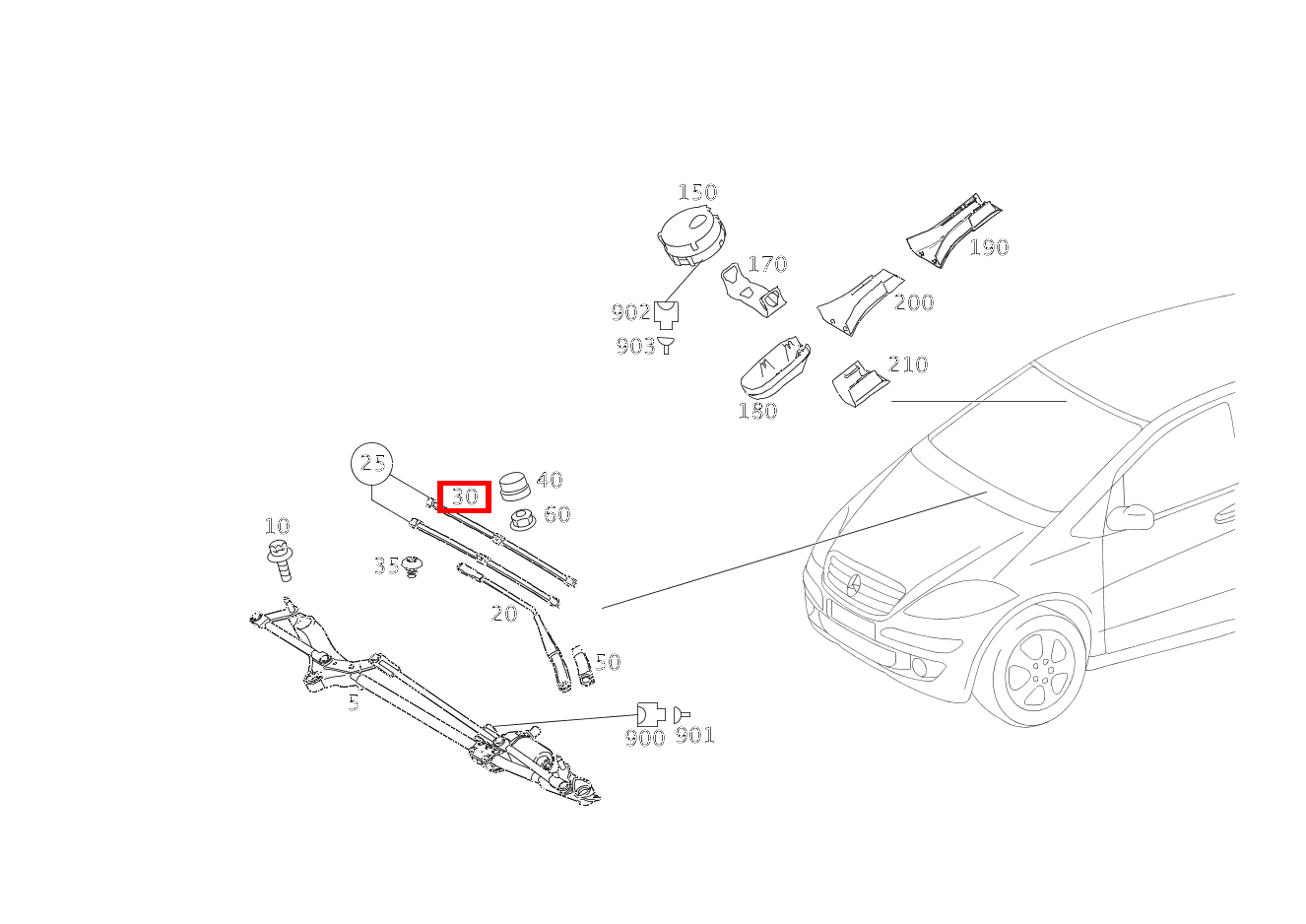 Wischerblatt LINKS smart fortwo cabrio 52 kW 169