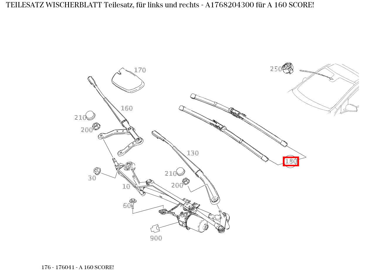 Teilesatz Wischerblatt Teilesatz, für links und rechts A 160 SCORE! 176