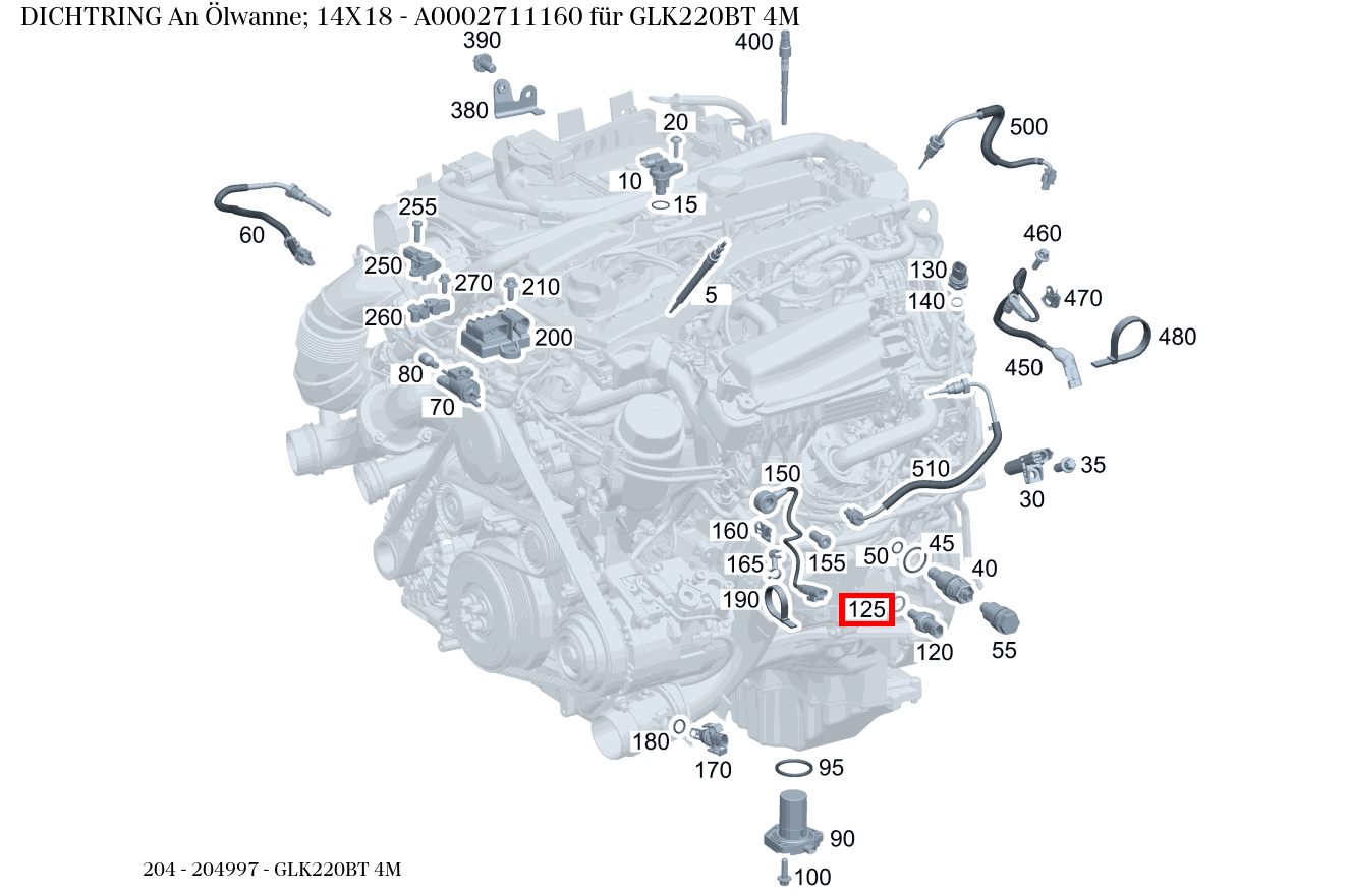 Dichtring An Ölwanne; 14X18 GLK220BT 4M 204 Dichtring An Ölwanne; 14X18 GLK220BT 4M 204