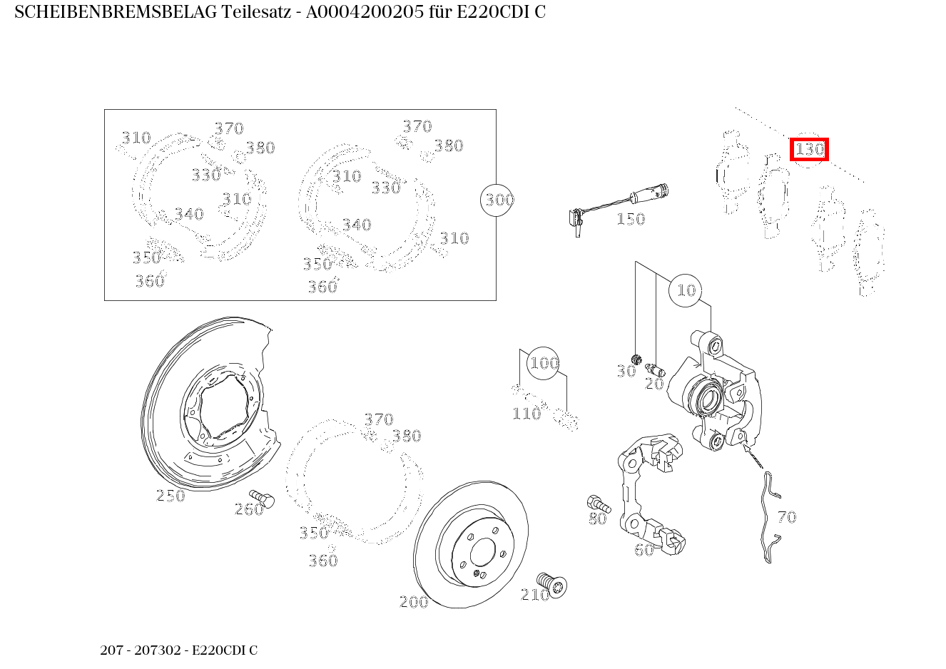 Scheibenbremsbelag Teilesatz E220CDI C 207 Scheibenbremsbelag Teilesatz E220CDI C 207