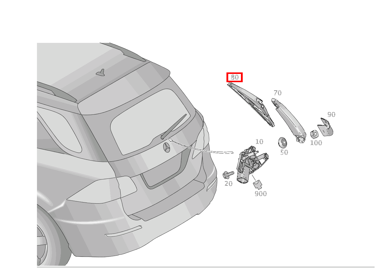Wischerblatt HECKWISCHER ML63 AMG 166 Wischerblatt HECKWISCHER ML63 AMG 166