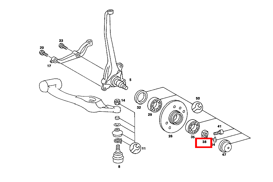 KLEMMMUTTER VORDERRADNABE AN ACHSSCHENKEL 230 TE 123 KLEMMMUTTER VORDERRADNABE AN ACHSSCHENKEL 230 TE 123