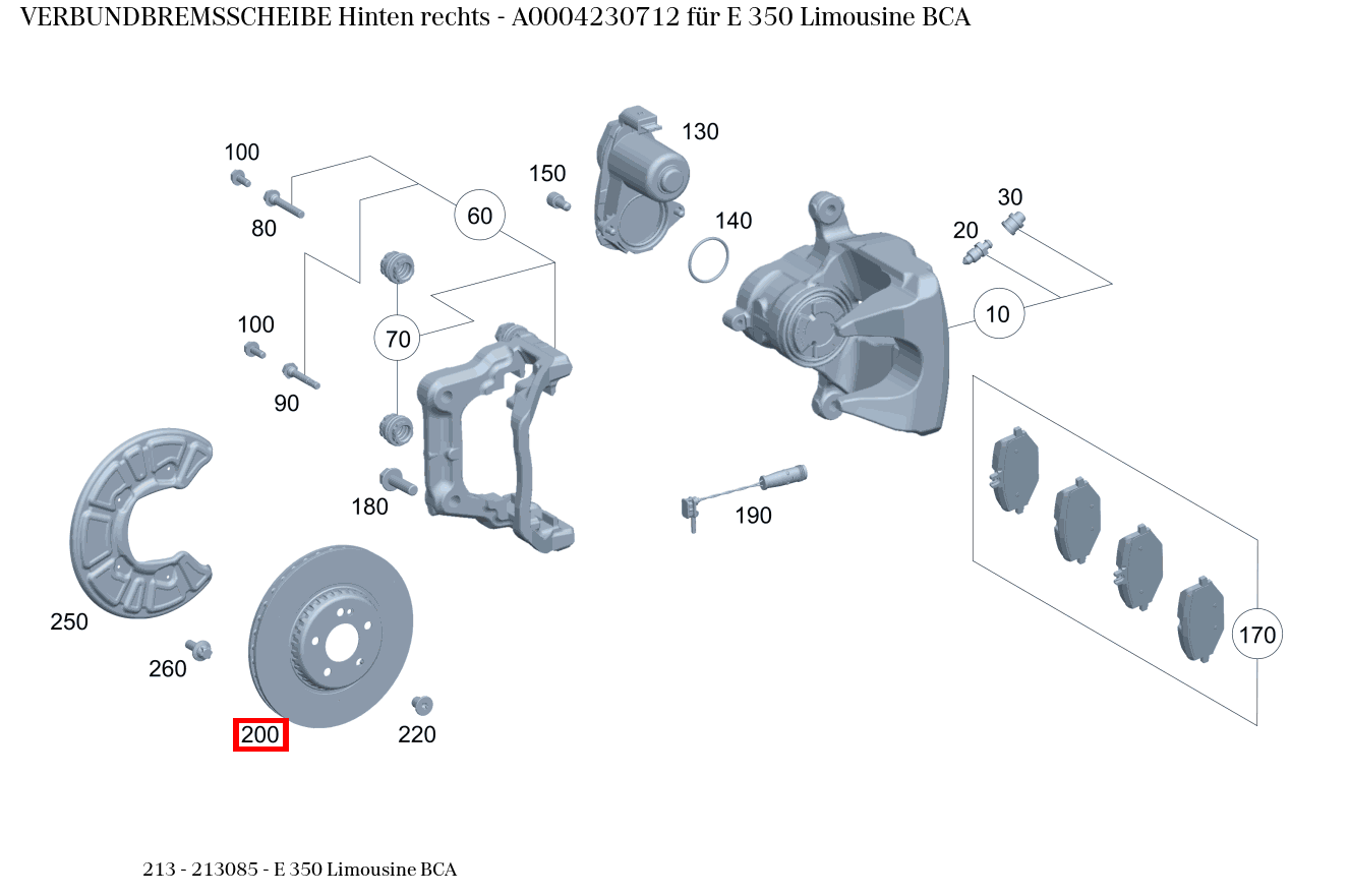 Verbundbremsscheibe Hinten rechts E 350 Limousine BCA 213