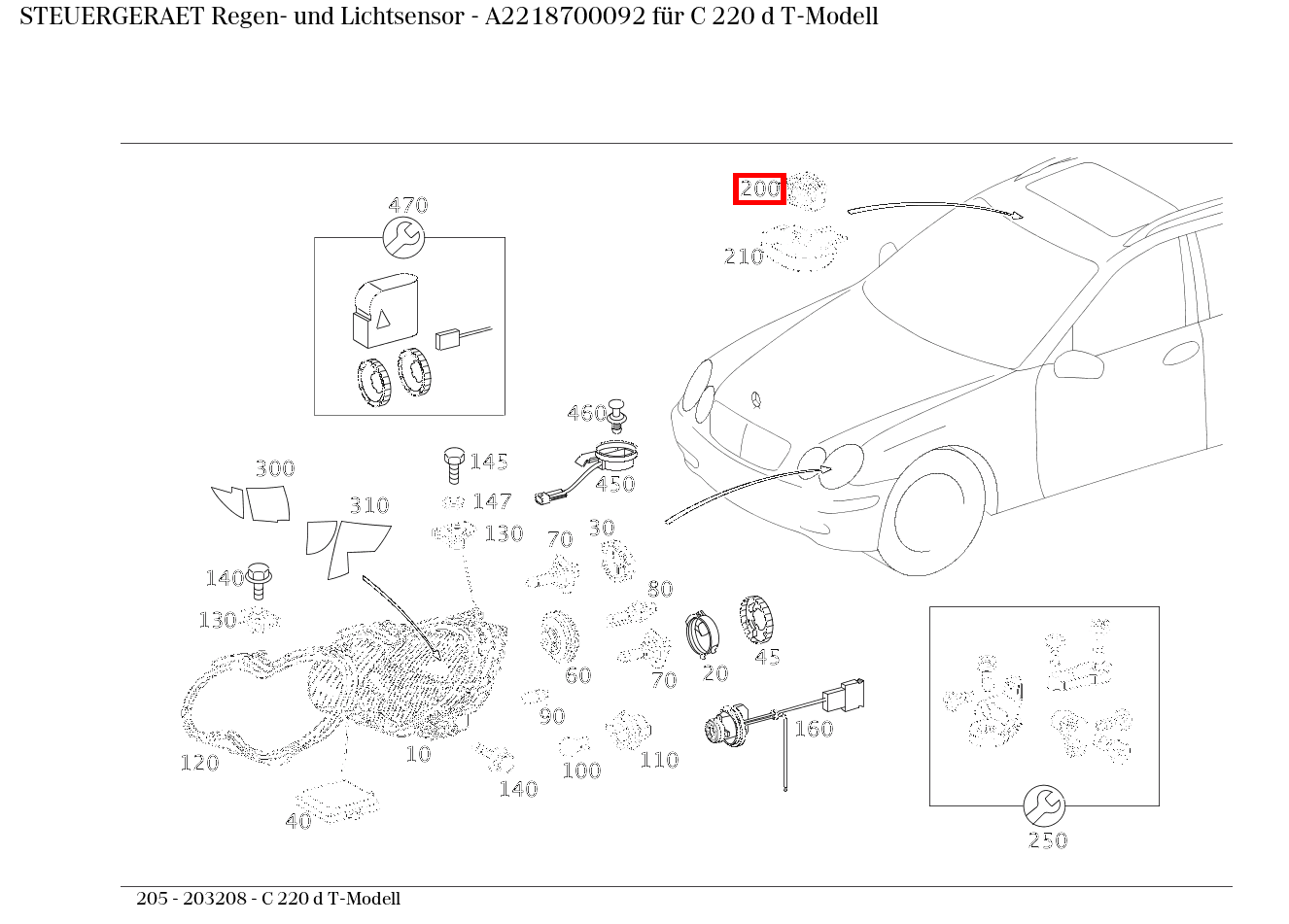 STEUERGERAET Regen- und Lichtsensor C 220 d T-Modell 205 STEUERGERAET Regen- und Lichtsensor C 220 d T-Modell 205