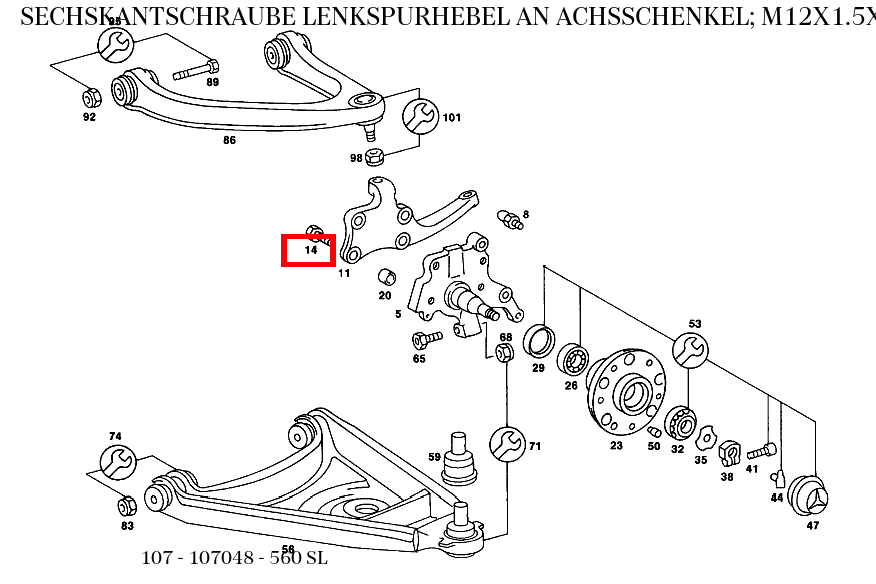 Sechskantschraube LENKSPURHEBEL AN ACHSSCHENKEL; M12X1.5X35 560 SL 107 Sechskantschraube LENKSPURHEBEL AN ACHSSCHENKEL; M12X1.5X35 560 SL 107