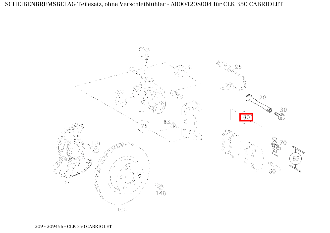 Scheibenbremsbelag Teilesatz, ohne Verschleißfühler CLK 350 CABRIOLET 209 Scheibenbremsbelag Teilesatz, ohne Verschleißfühler CLK 350 CABRIOLET 209