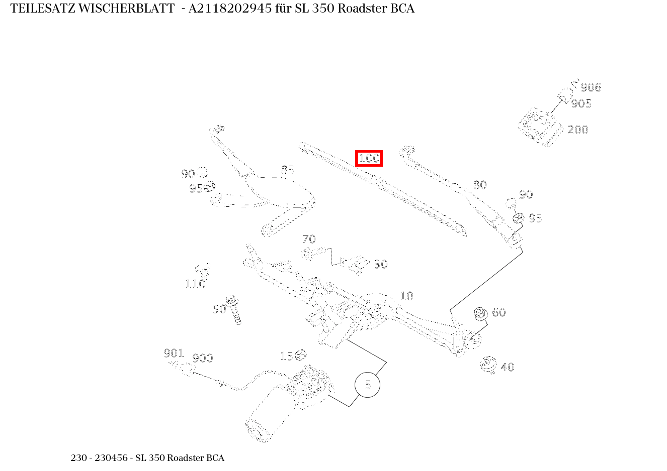 Teilesatz Wischerblatt SL 350 Roadster BCA 230 Teilesatz Wischerblatt SL 350 Roadster BCA 230