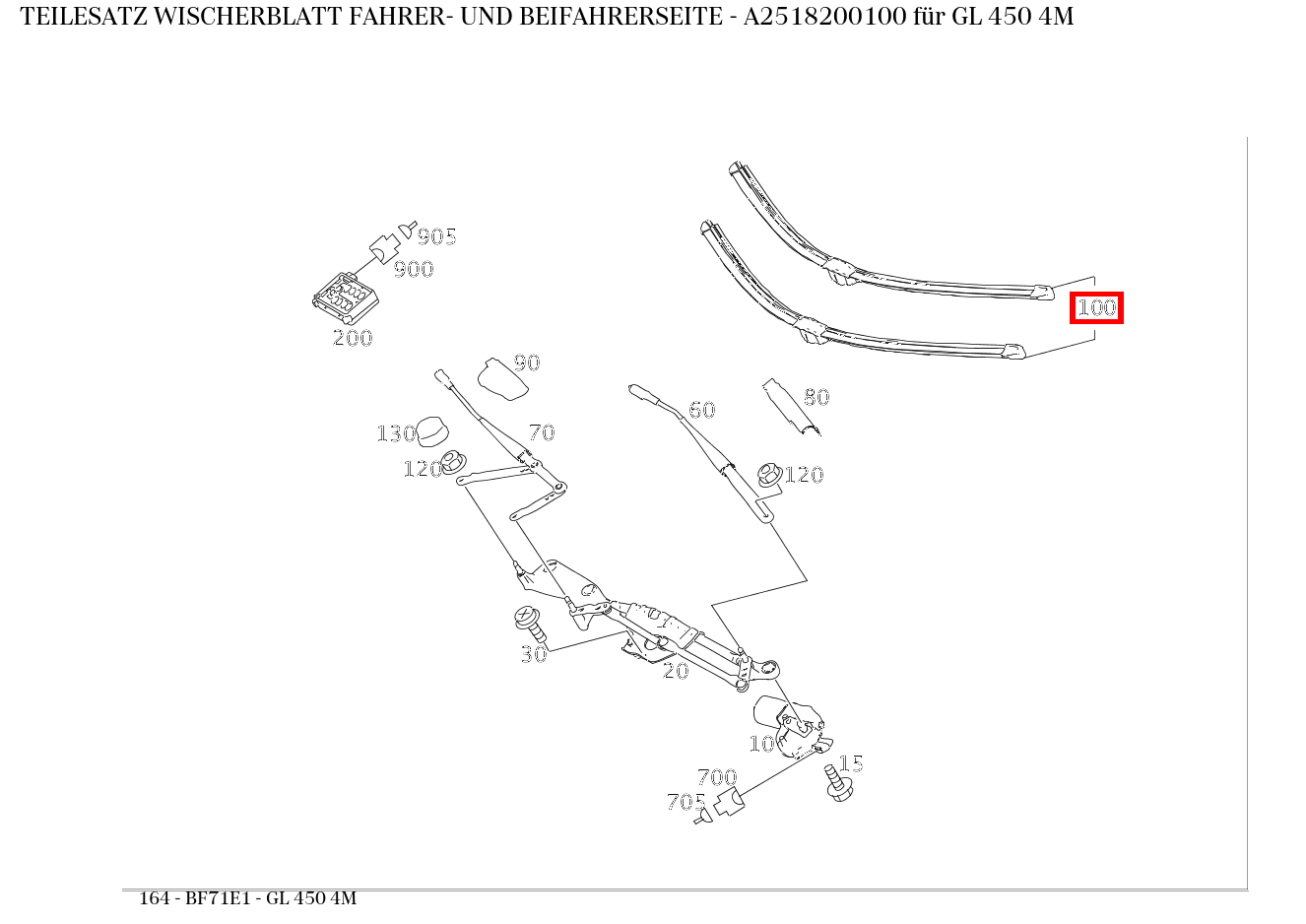 Teilesatz Wischerblatt FAHRER- UND BEIFAHRERSEITE GL 450 4M 164