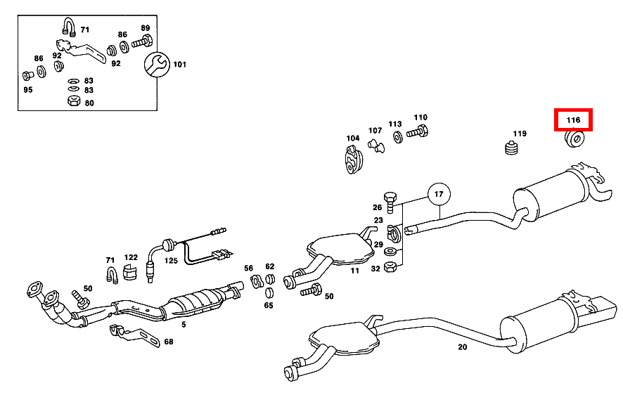 ELASTOMERAUFHAENGUNG AUFHAENGUNG NACHSCHALLDAEMPFER 190 E 2.5-16 EVOLUTION II 201