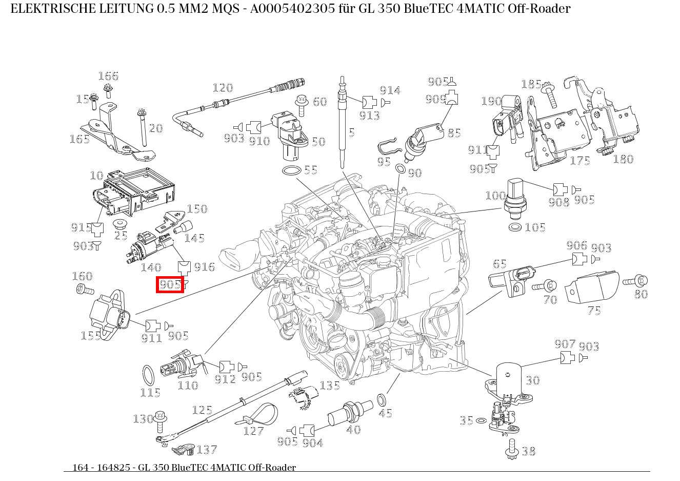 Elektrische Leitung 0.5 MM2 MQS GL 350 BlueTEC 4MATIC Off-Roader 164
