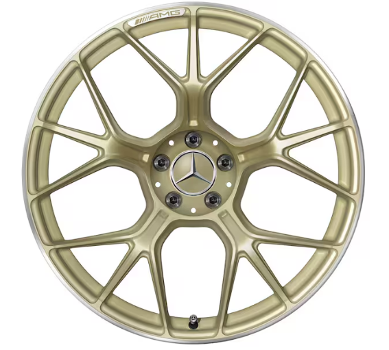 AMG Schmiederad Kreuzspeichen-Design, 21 Zoll, 10,5 J x 21 ET 42, goldfarben AMG Schmiederad Kreuzspeichen-Design, 21 Zoll, 10,5 J x 21 ET 42, goldfarben
