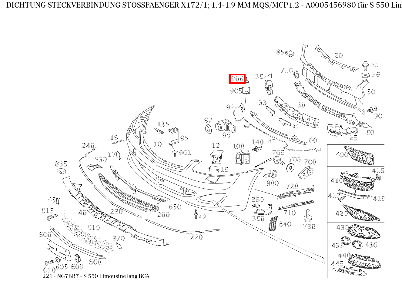 ABDICHTUNG STECKVERBINDUNG STOSSFAENGER X172/1; 1.4-1.9 MM MQS/MCP1.2 S 550 Limousine lang BCA 221 ABDICHTUNG STECKVERBINDUNG STOSSFAENGER X172/1; 1.4-1.9 MM MQS/MCP1.2 S 550 Limousine lang BCA 221