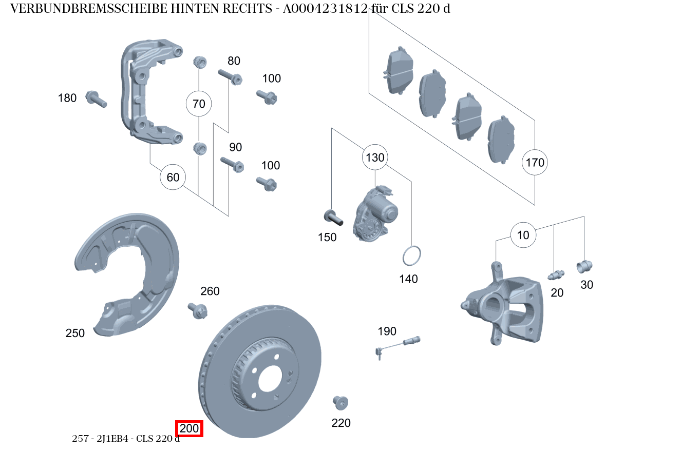 Verbundbremsscheibe HINTEN RECHTS CLS 220 d 257