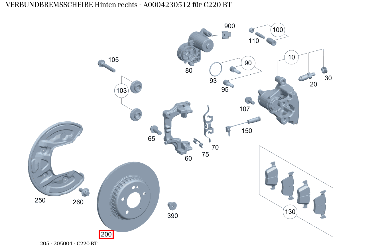 Verbundbremsscheibe Hinten rechts C220 BT 205 Verbundbremsscheibe Hinten rechts C220 BT 205