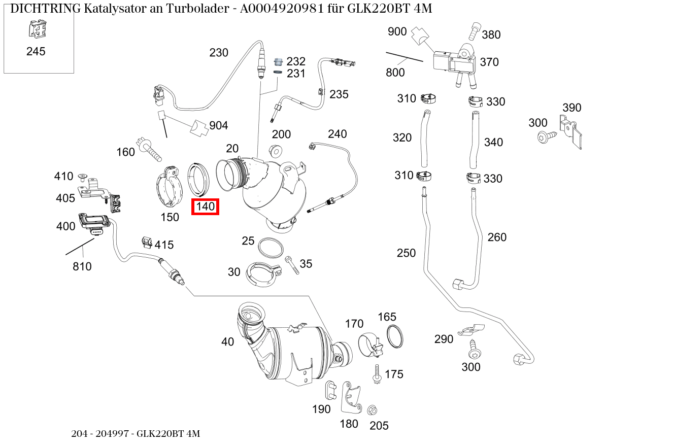Dichtring Katalysator an Turbolader GLK220BT 4M 204 Dichtring Katalysator an Turbolader GLK220BT 4M 204