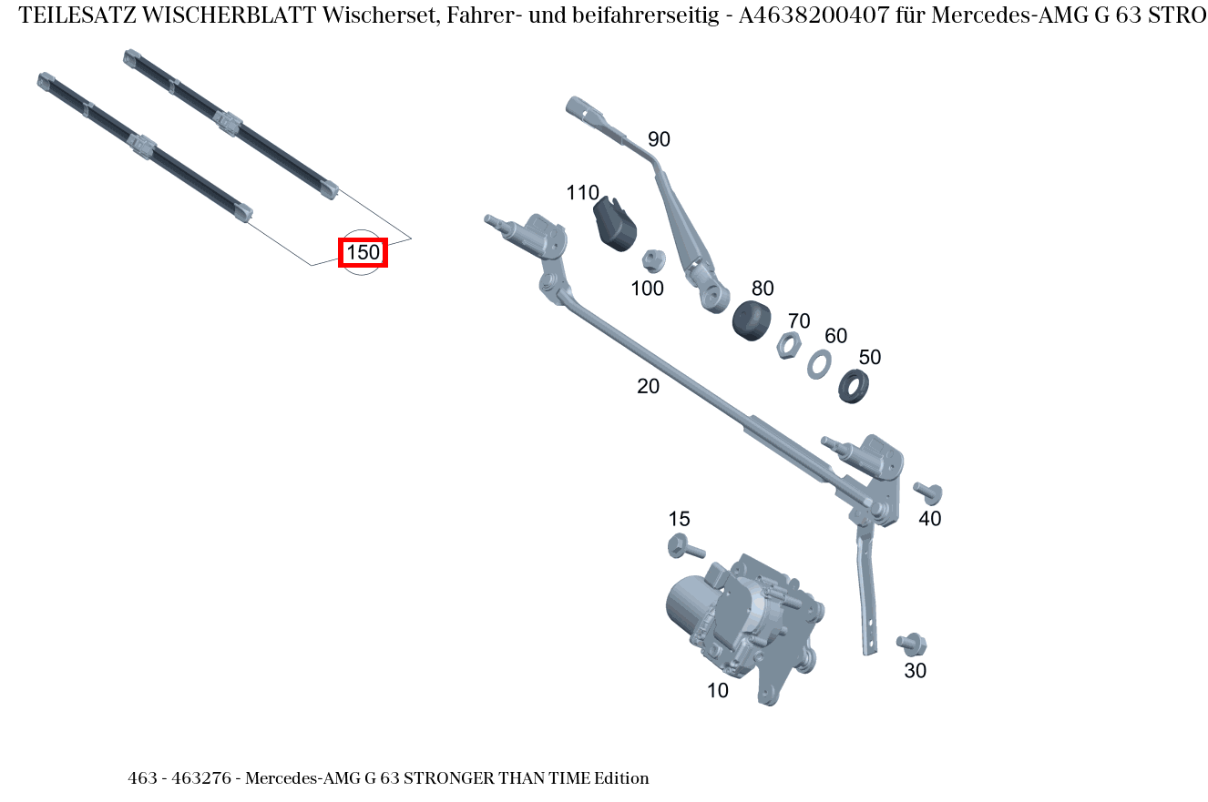 Teilesatz Wischerblatt Wischerset, Fahrer- und beifahrerseitig Mercedes-AMG G 63 STRONGER THAN TIME Edition 463