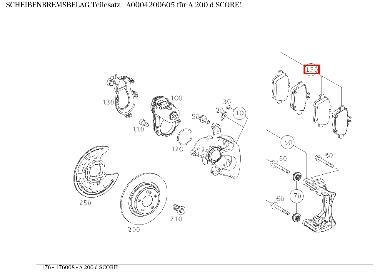 Scheibenbremsbelag Teilesatz A 200 d SCORE! 176
