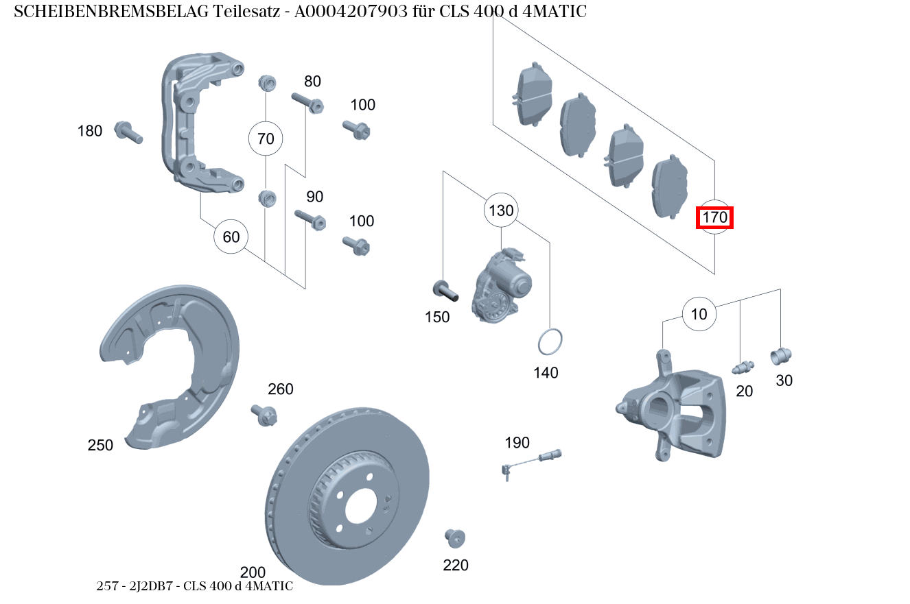 Scheibenbremsbelag Teilesatz CLS 400 d 4MATIC 257
