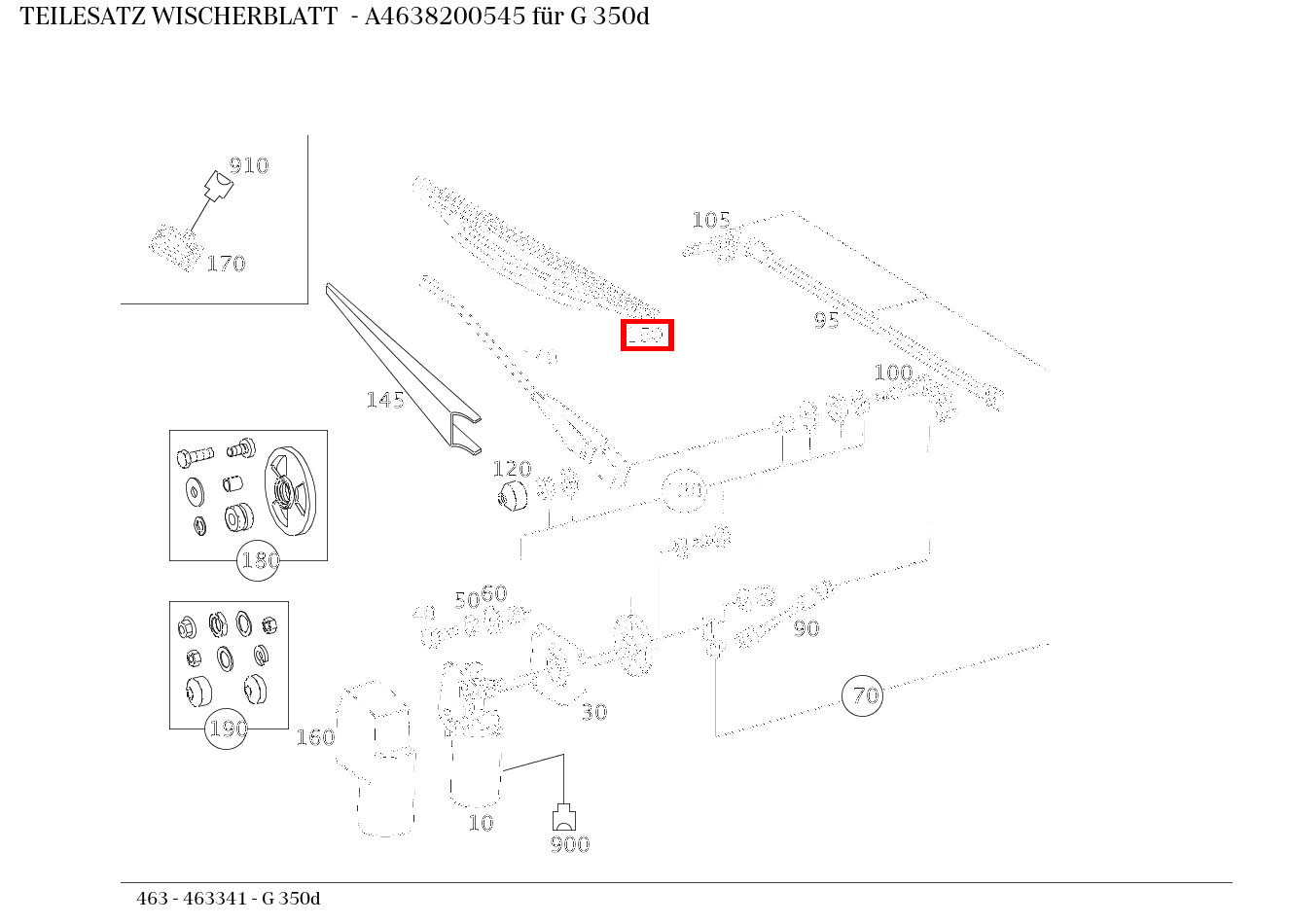 Teilesatz Wischerblatt G 350d 463 Teilesatz Wischerblatt G 350d 463