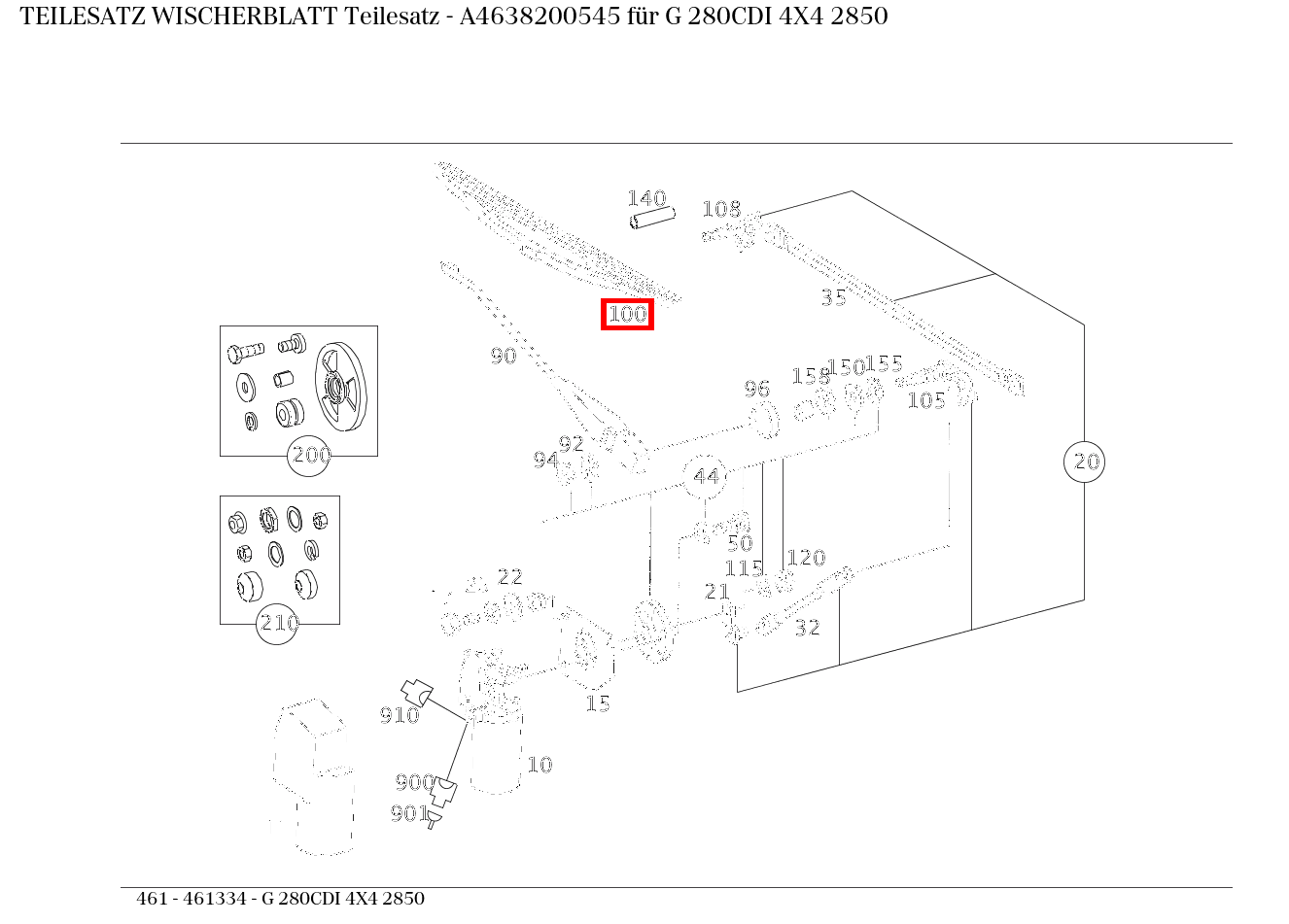 Teilesatz Wischerblatt Teilesatz G 280CDI 4X4 2850 461 Teilesatz Wischerblatt Teilesatz G 280CDI 4X4 2850 461