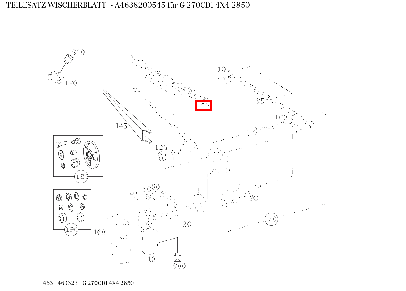 Teilesatz Wischerblatt G 270CDI 4X4 2850 463 Teilesatz Wischerblatt G 270CDI 4X4 2850 463