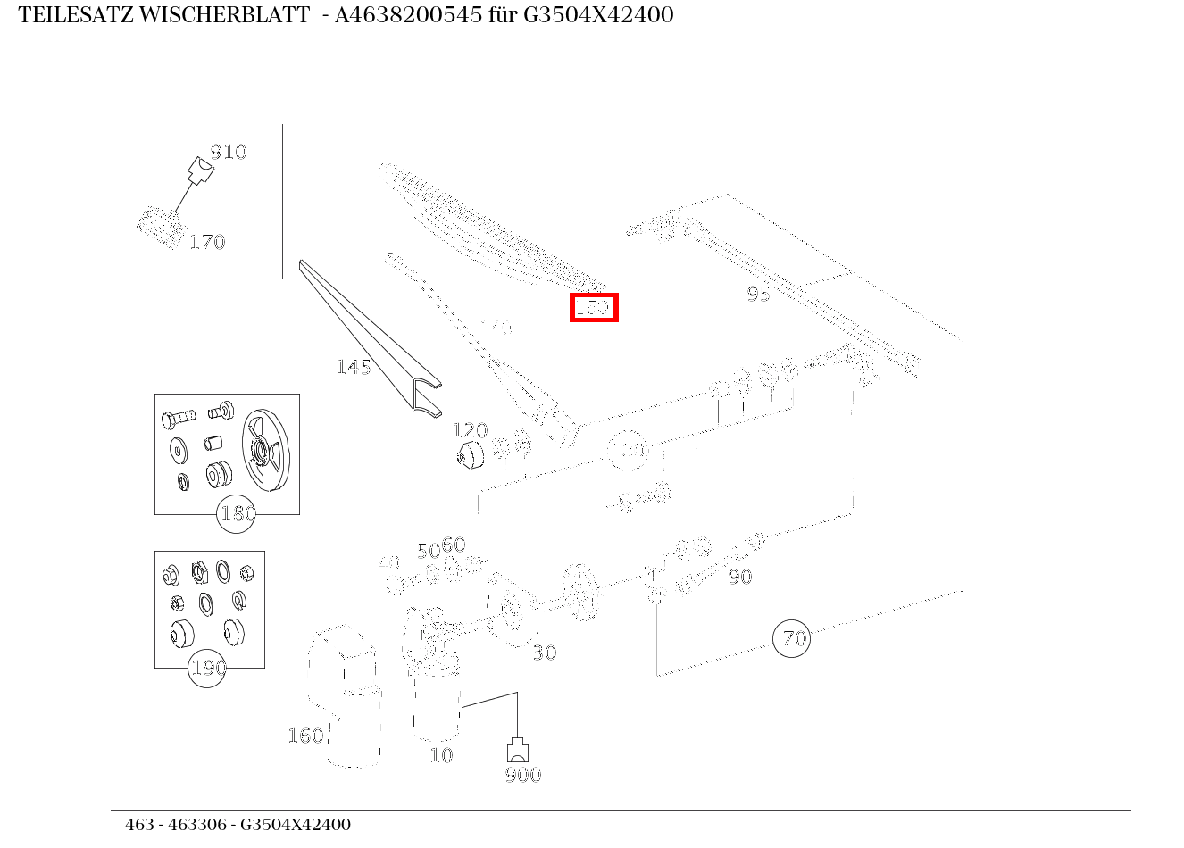 Teilesatz Wischerblatt G3504X42400 463 Teilesatz Wischerblatt G3504X42400 463