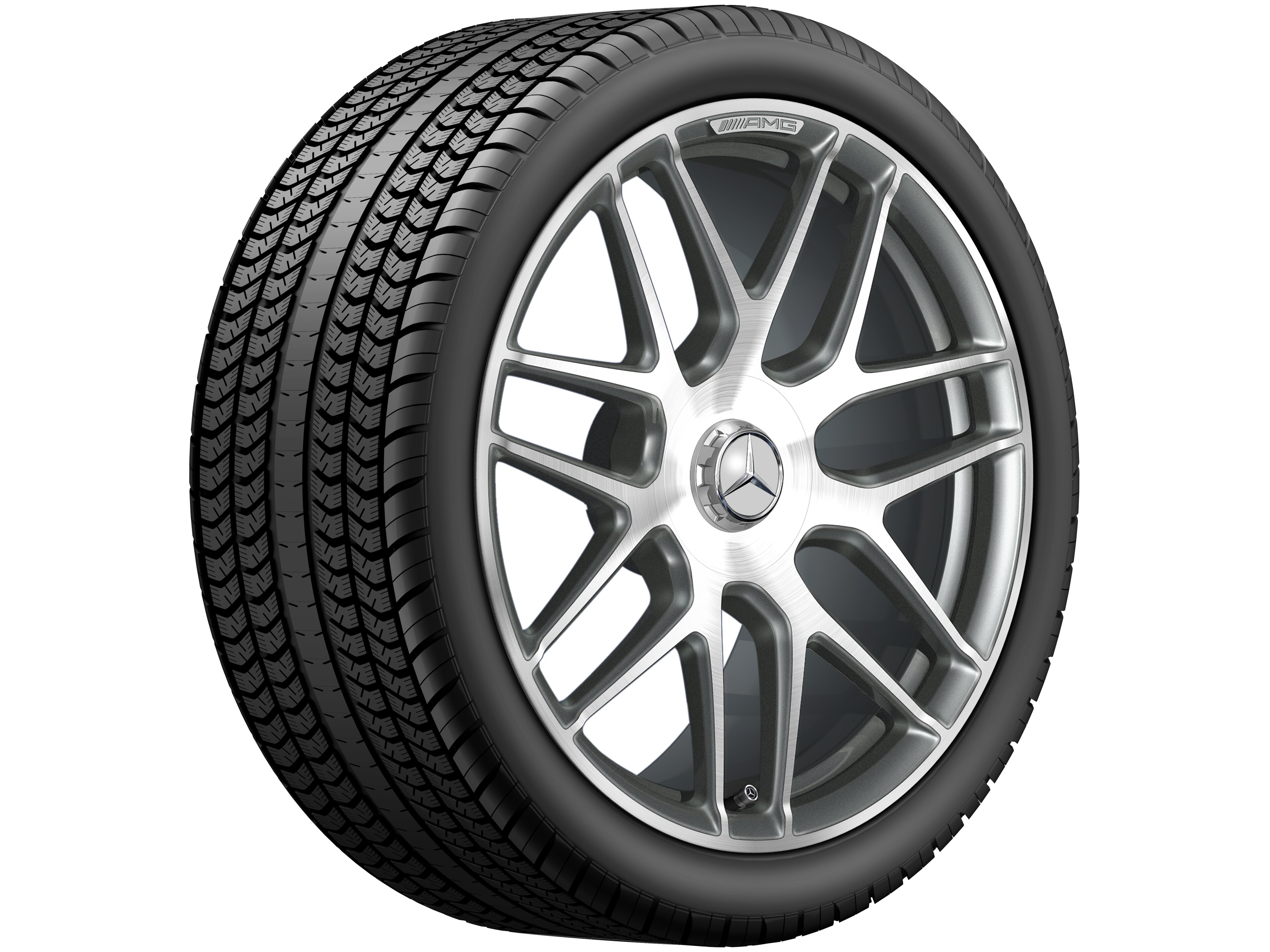 Mercedes-Benz -  AMG Schmiederad im Kreuzspeichen-Design, 50,8 cm (20 Zoll), glanzgedreht 9,5 J x 20 ET 25, titangrau