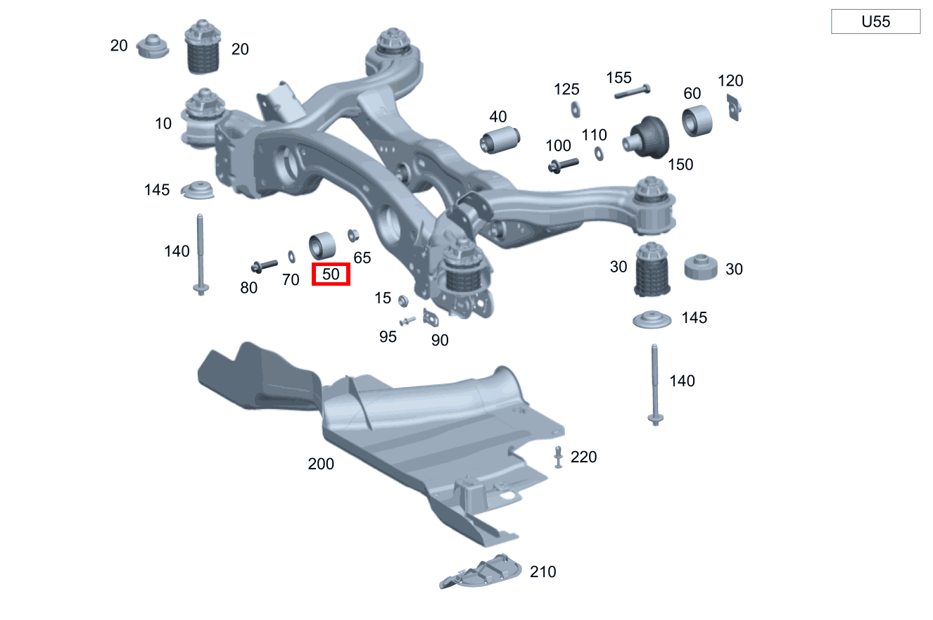 Gummilager Achsgehäuse an Hinterachsträger, vorn Mercedes-AMG GLA 45 S 4MATIC+ 247
