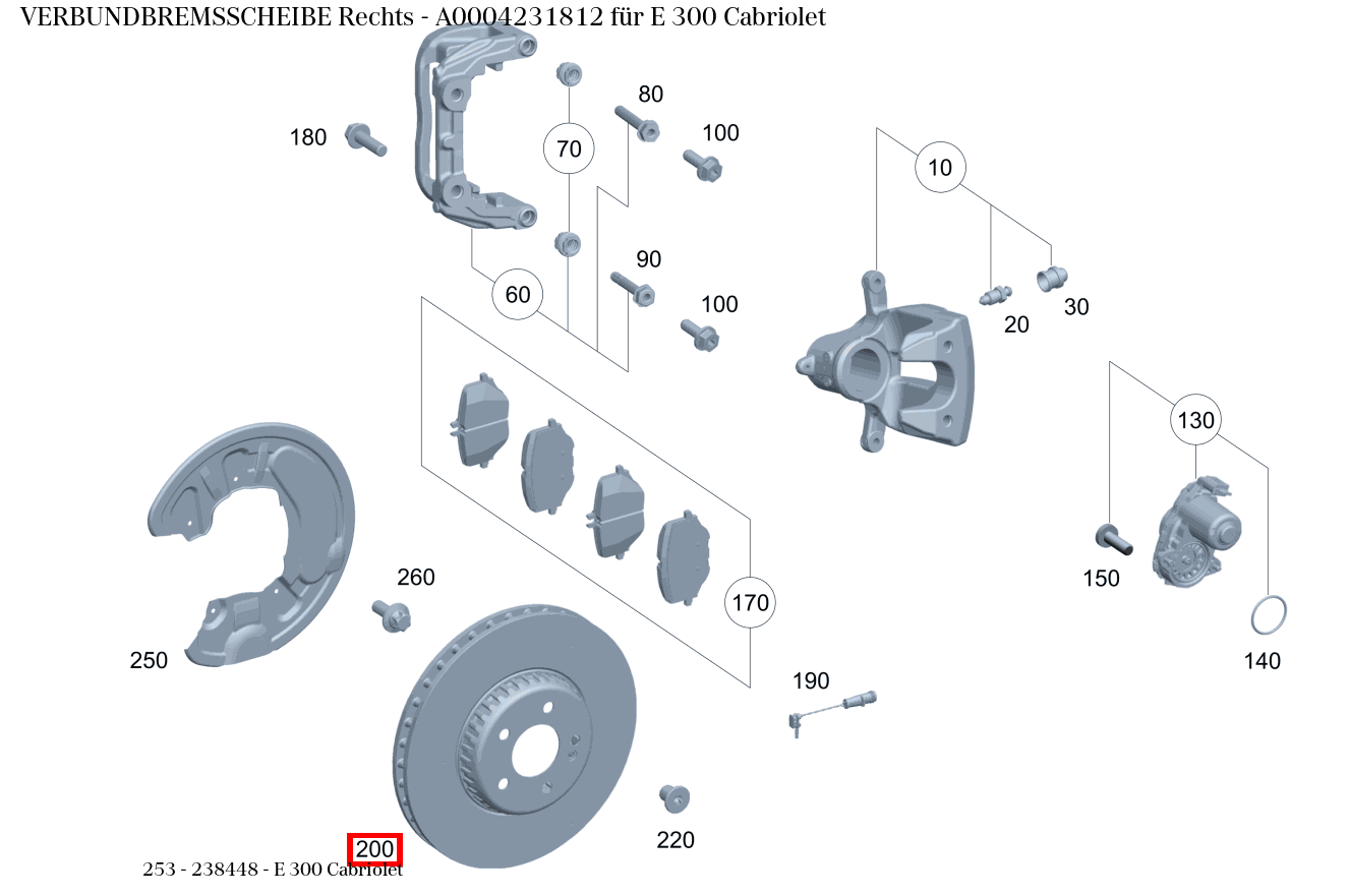 Verbundbremsscheibe Rechts E 300 Cabriolet 253