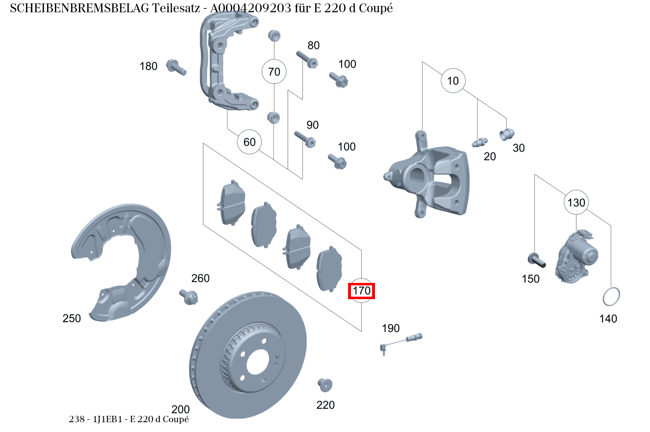 Scheibenbremsbelag Teilesatz E 220 d Coupé 238 Scheibenbremsbelag Teilesatz E 220 d Coupé 238