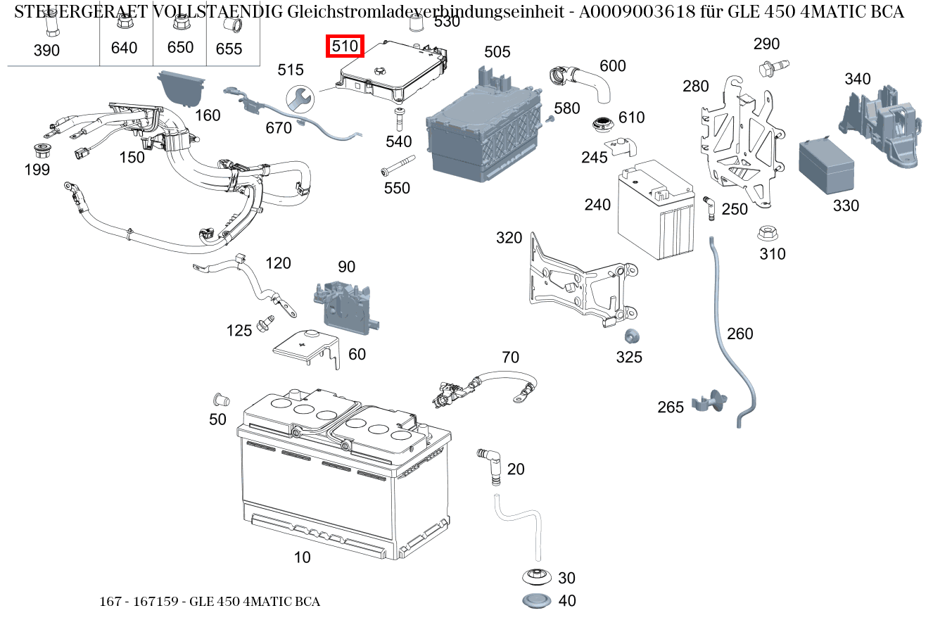 Steuergerät vollständig Gleichstromladeverbindungseinheit GLE 450 4MATIC BCA 167