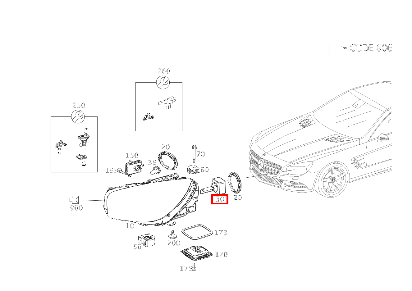 GASENTLAD.LAMPE Abblendlicht und Fernlicht; D1S-35W-BIXENON SL 400 Roadster 231 GASENTLAD.LAMPE Abblendlicht und Fernlicht; D1S-35W-BIXENON SL 400 Roadster 231