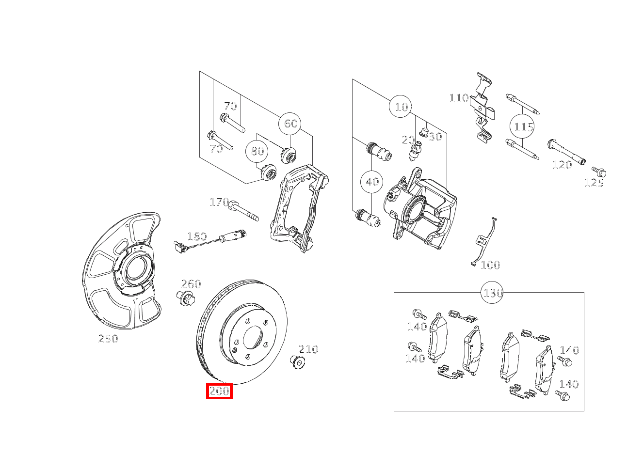 Bremsscheibe belüftet Vorne Rechts E250TCGI BE 212