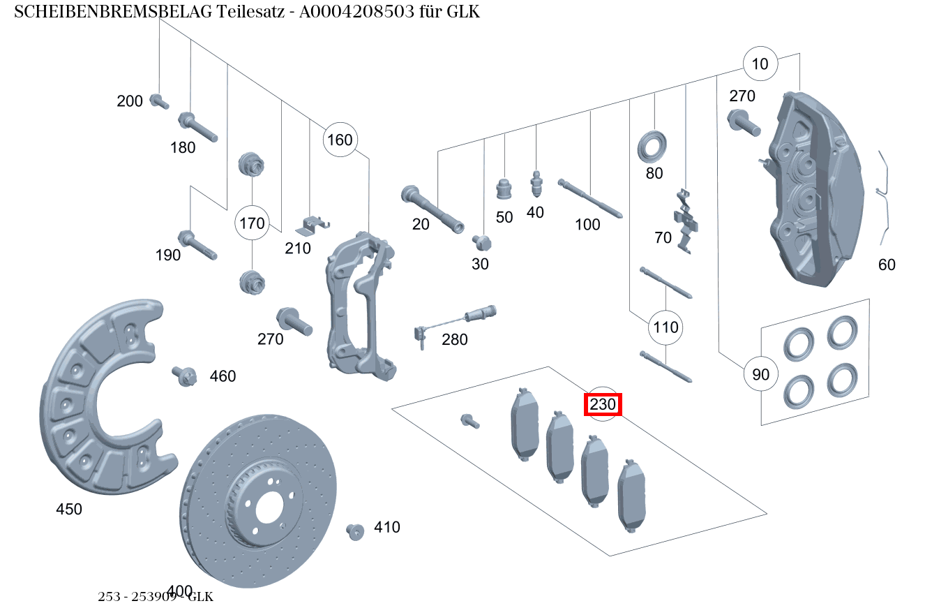 Scheibenbremsbelag Teilesatz GLK 253 Scheibenbremsbelag Teilesatz GLK 253