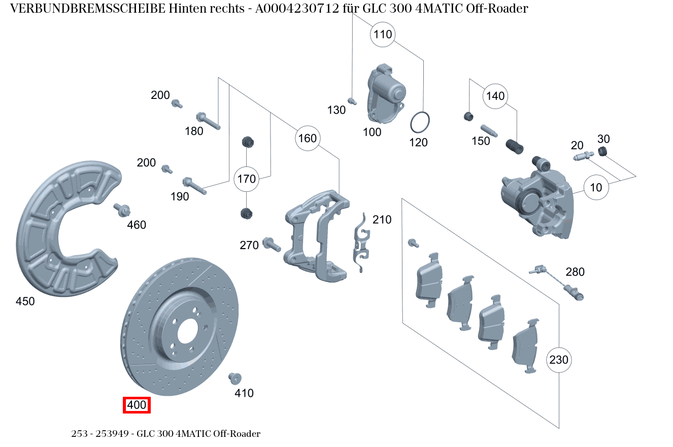 Verbundbremsscheibe Hinten rechts GLC 300 4MATIC Off-Roader 253