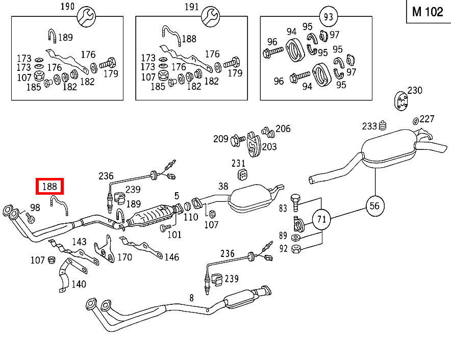 Spannbügel AUSPUFFROHR VORN AN HALTER B 180 247 Spannbügel AUSPUFFROHR VORN AN HALTER B 180 247
