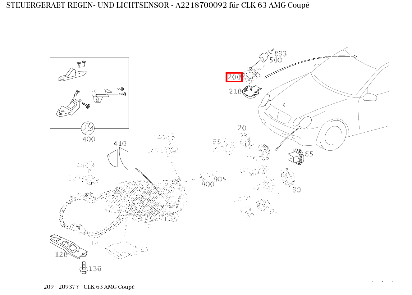 STEUERGERAET REGEN- UND LICHTSENSOR CLK 63 AMG Coupé 209 STEUERGERAET REGEN- UND LICHTSENSOR CLK 63 AMG Coupé 209
