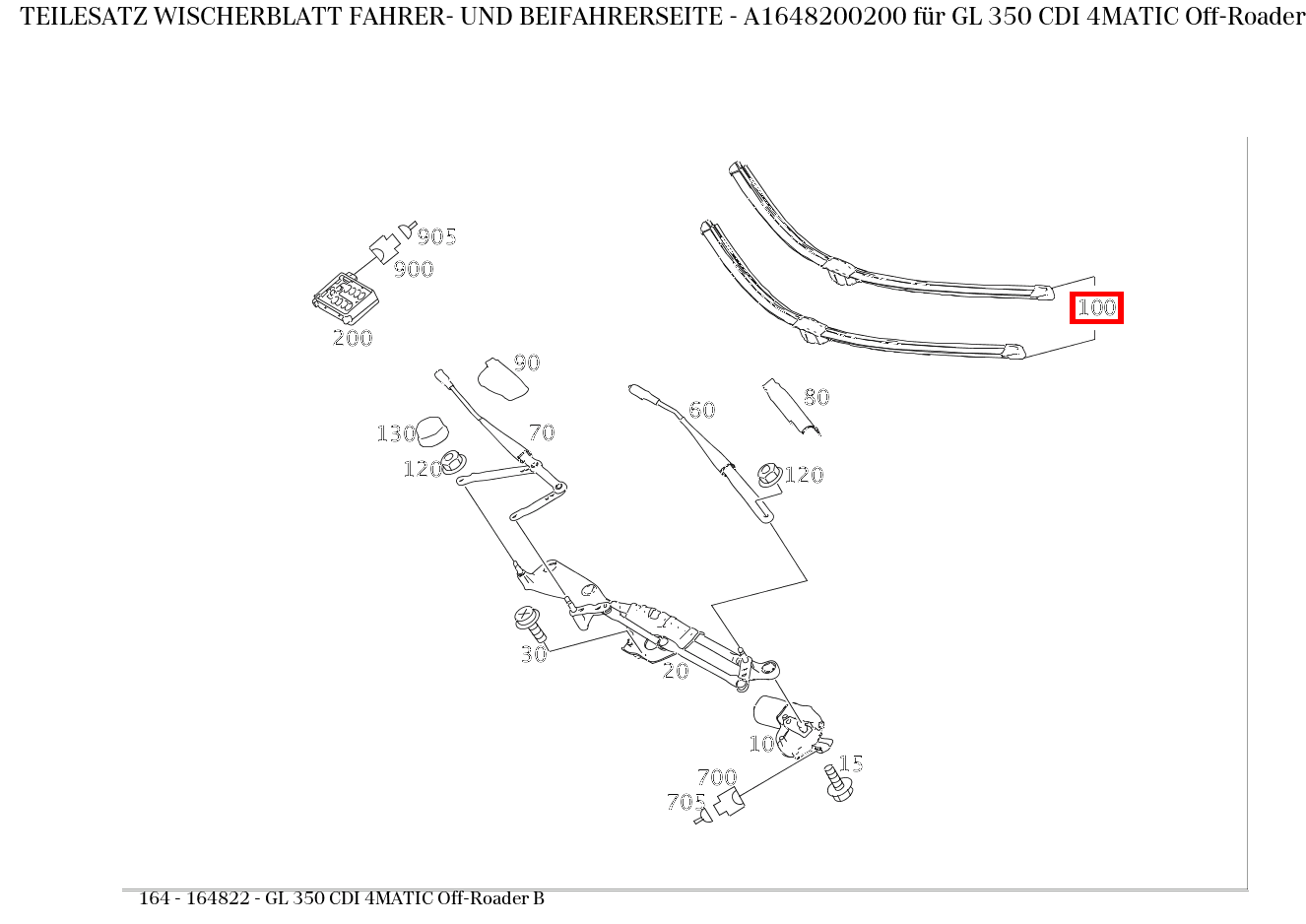 Teilesatz Wischerblatt FAHRER- UND BEIFAHRERSEITE GL 350 CDI 4MATIC Off-Roader B 164