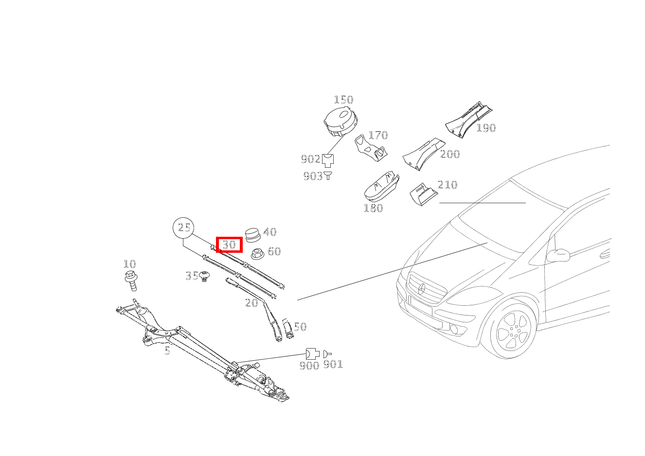 Wischerblatt LINKS A 200 COUPE BCA 169