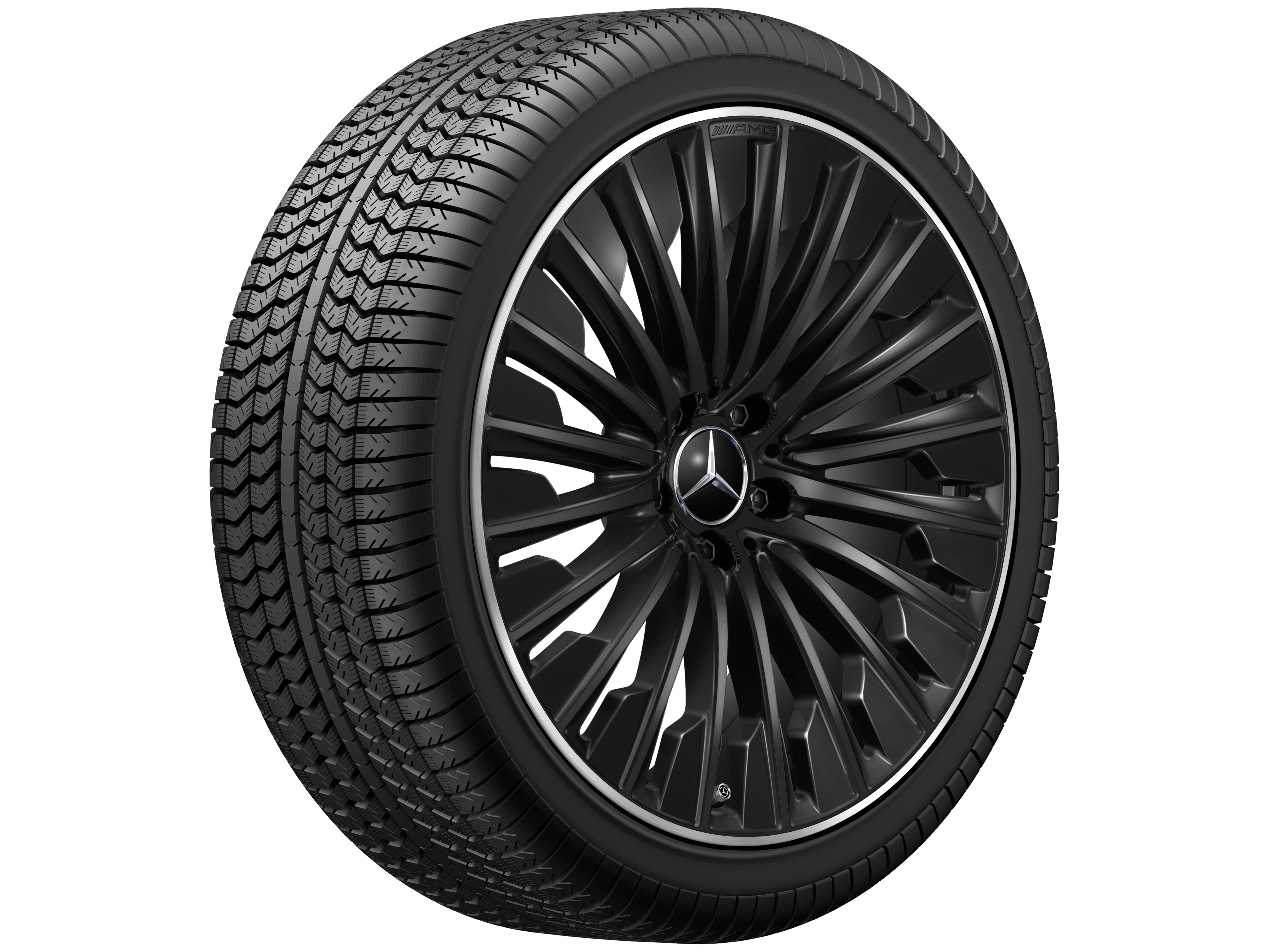AMG Vielspeichen-Rad, 20 Zoll, Felgenhorn glanzgedreht 9,5 J x 20 ET 51, schwarz