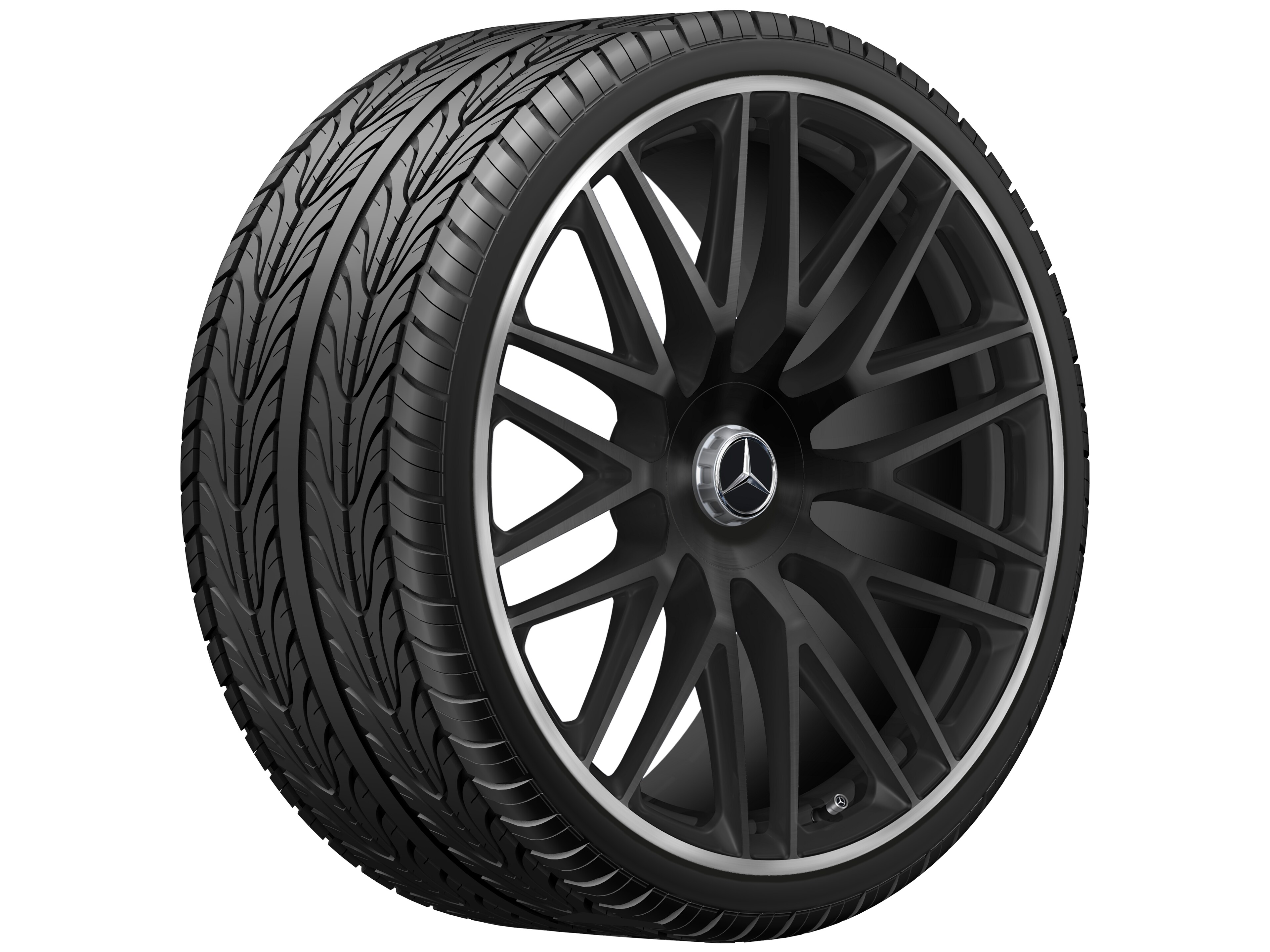 AMG Schmiederad 23 Zoll 11,5 J x 23 ET 47, schwarz matt, Felgenhorn glanzgedreht