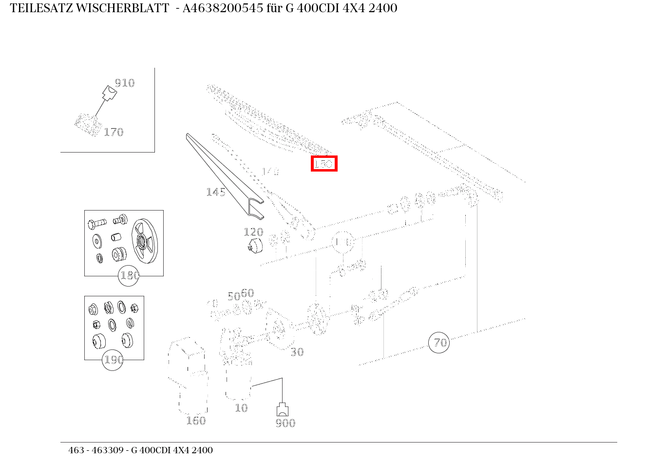 Teilesatz Wischerblatt G 400CDI 4X4 2400 463 Teilesatz Wischerblatt G 400CDI 4X4 2400 463